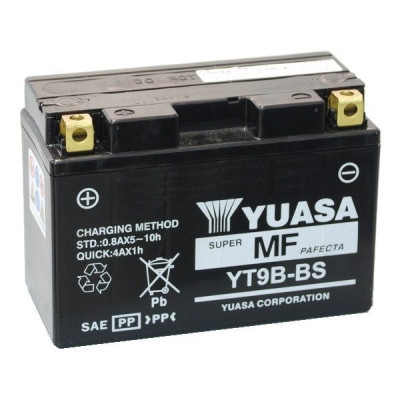 BATTERIA YUASA YT9B-BS (SIGILLATA CON ACIDO A CORREDO) 12V/8AH