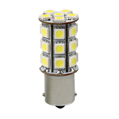 12V Led Series - 27 SMD x 3 chips - (P21W) - BA15s - 1 pz  - D/Blister - Bianco