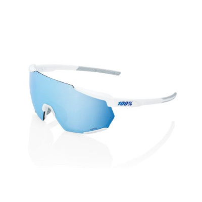 OCCHIALI DA SOLE 100% RACETRAP 3.0 - MATTE WHITE - LENTI HIPER A SPECCHIO BLU MULTILAYER