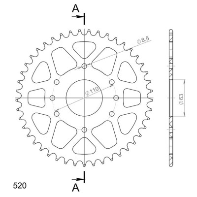 CORONA IN ALLUMINIO P520 - Z45 (DIS.72202)