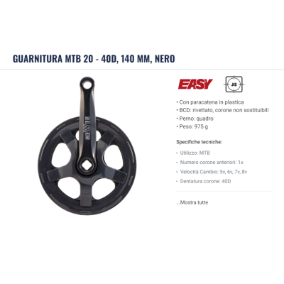 GUARNITURA MTB 20 - 40D, 140 MM, NERO - 40D, 140 MM, NERO