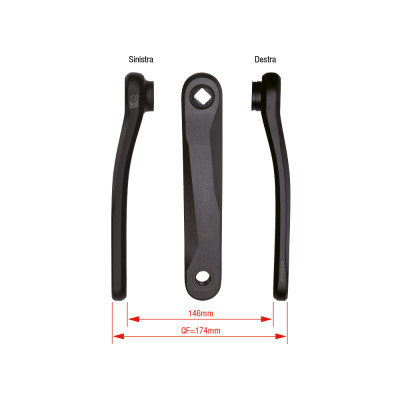 COPPIA PEDIVELLE E-BIKE CK-745/JIS - 170 MM, NERO - 170 MM, NERO