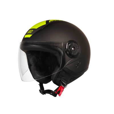 CASCO JET NEON SCOOP NERO GIALLO