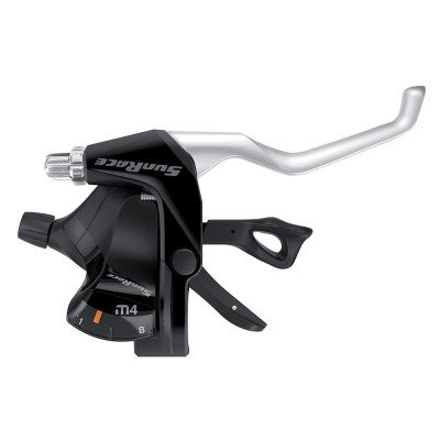 COPPIA COMANDI INTEGRATI CAMBIO + FRENO M406 COMPATIBILE SHIMANO - 3 X 7V, COLLARINO, CON DISPLAY, NERO ARGENTO - 3 X 7V, COLLAR